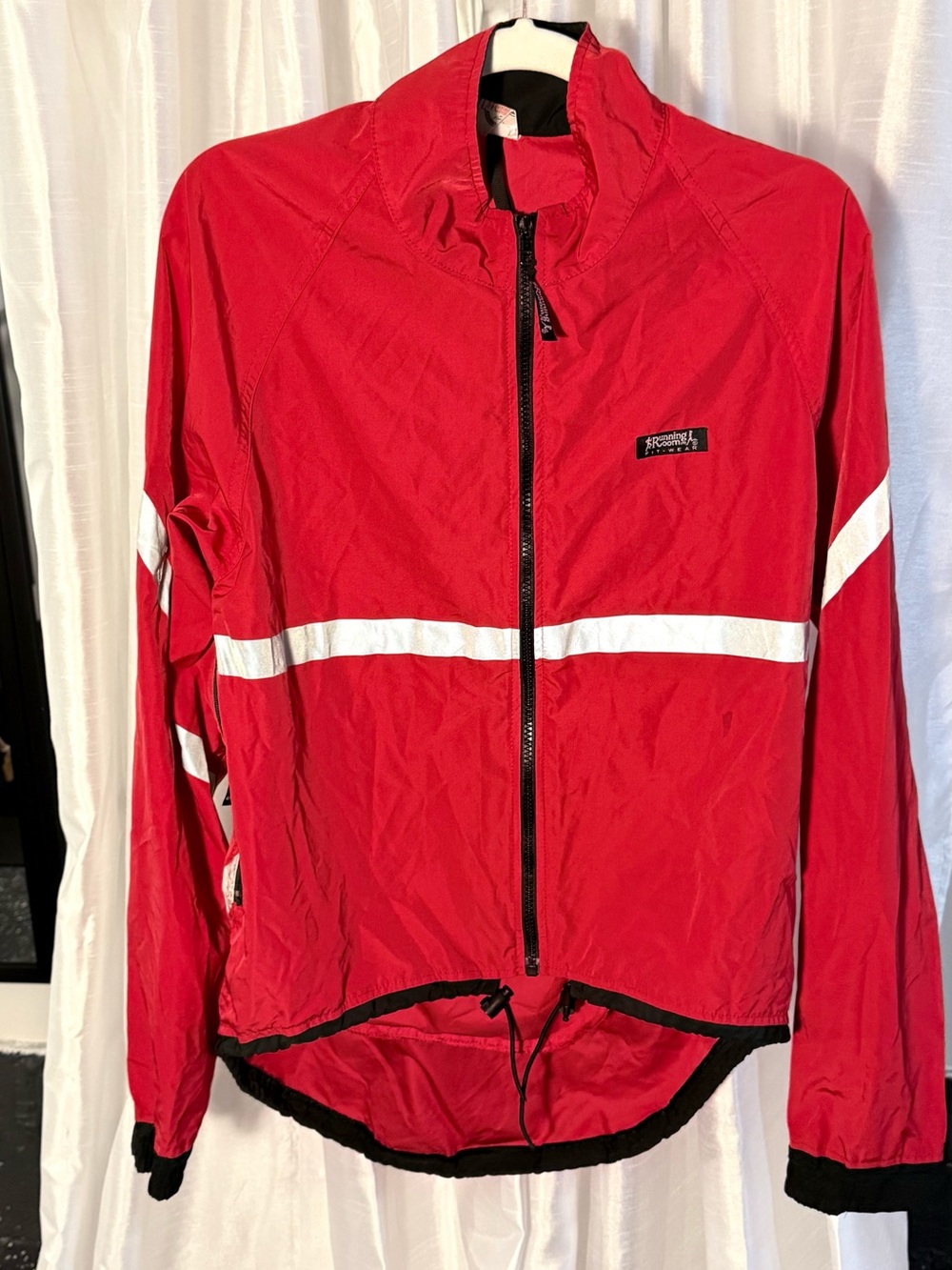 Red Women's Windbreaker Jacket with Reflective Stripes